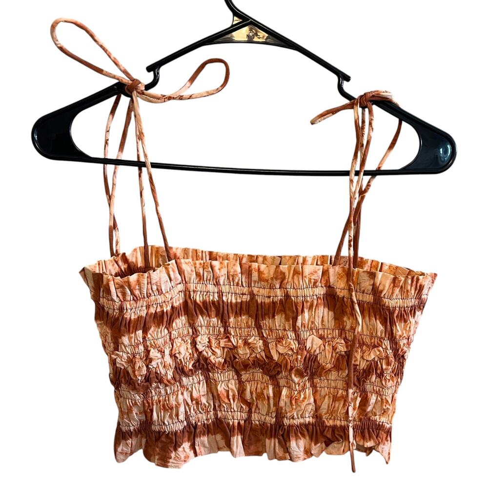 Ulla Johnson Handmade Tie Dye Riya Smocked Bralette Crop Top Burnt Orange Size 6 - Picture 3 of 5
